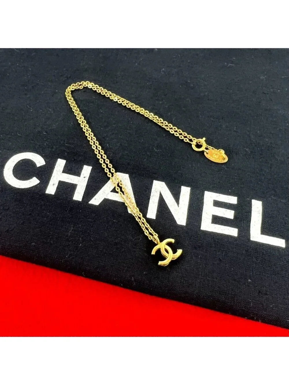 Chanel Vintage CC Logo Chain Necklace Gold